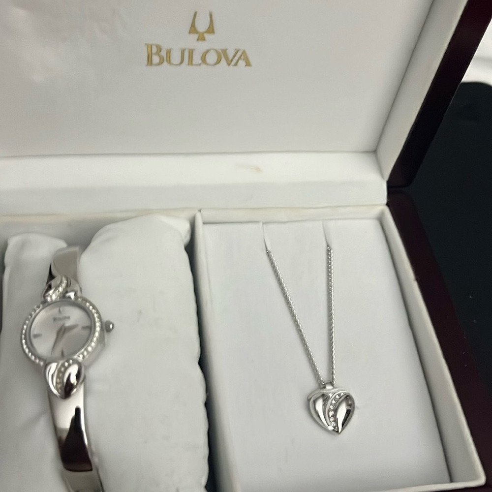Bulova Bracelet Watch/Necklace Set